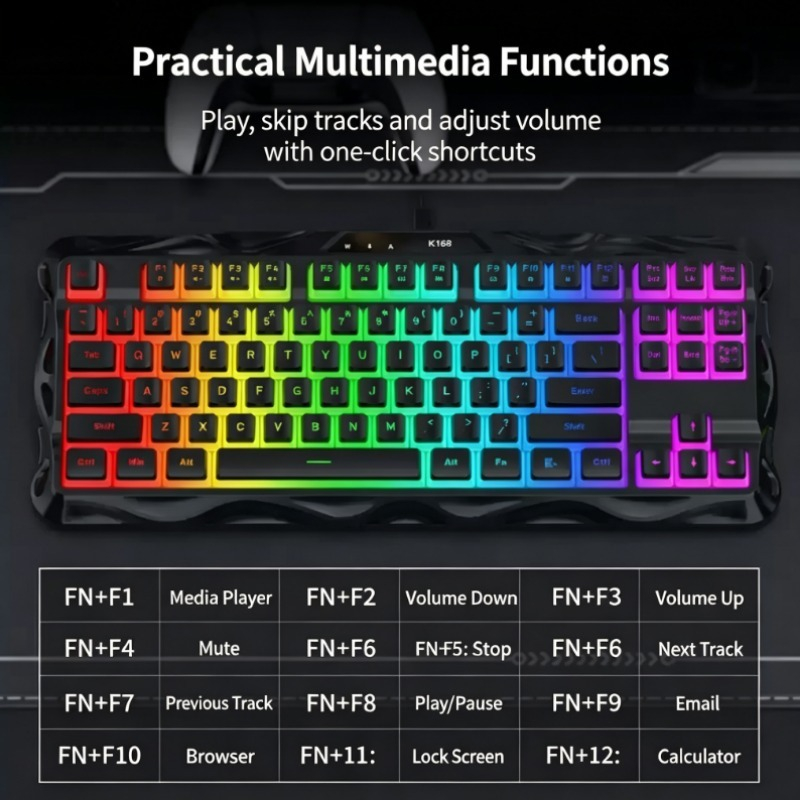 K168 87 Keys Wired Gaming Keyb - Esports Gaming Competition 评论和价格