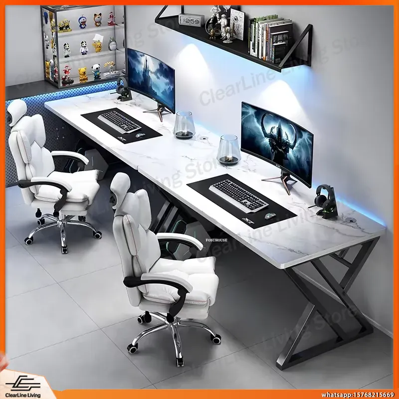 Double Computer Desk Long Gami - Esports Gaming School 评论和价格